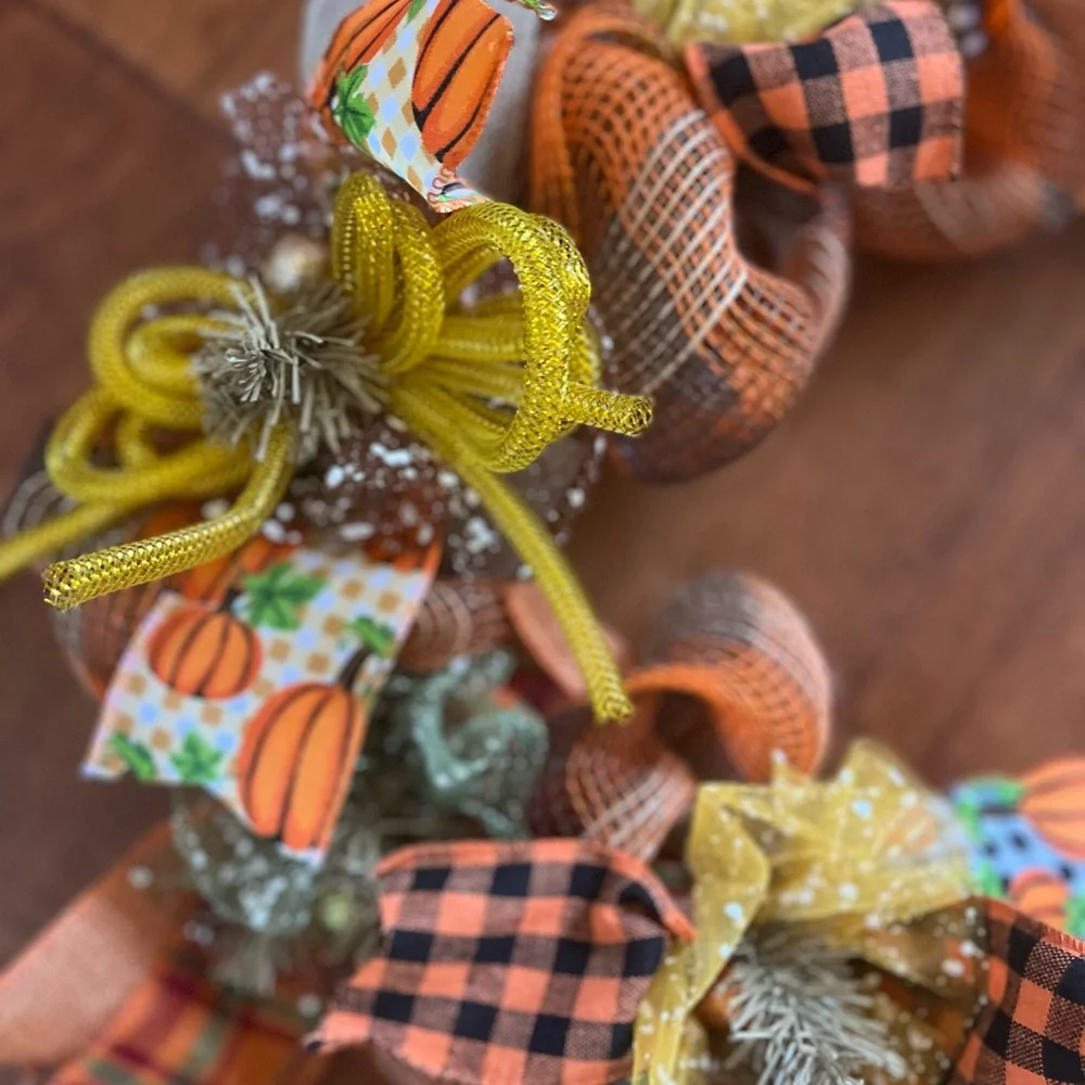 Fall Thanksgiving Autumn 9’ Fireplace Door GARLAND Pumpkin MATCH WREATH AVAIL